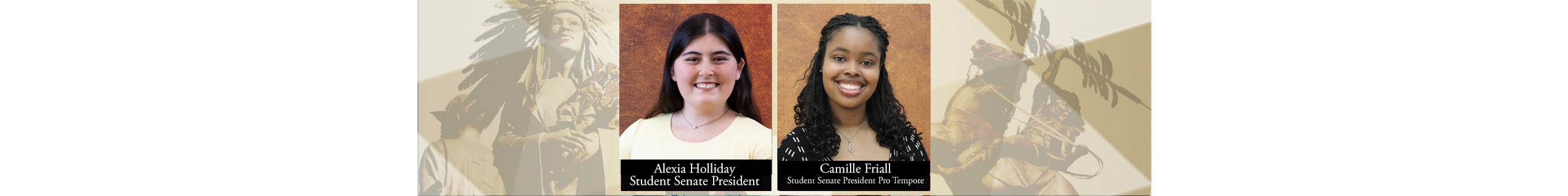 legislative branch banner with photographs of Alexia Holiday and  Camolle Friall