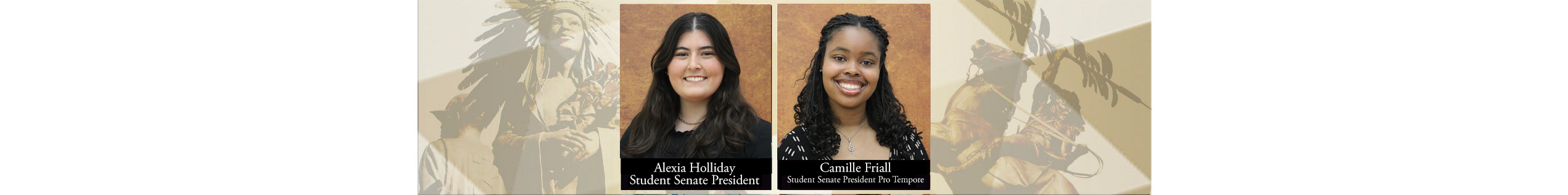 legislative branch banner with photographs of Alexia Holiday and  Camolle Friall