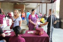 students browsing booths 