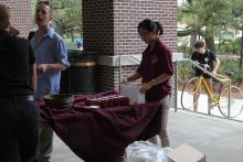 students browsing booths 