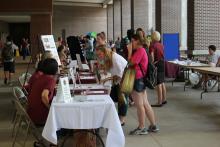 students browsing booths 