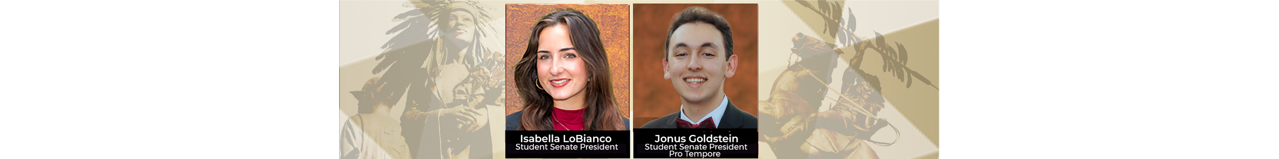legislative branch banner with photographs of Isabella LoBianco and  Jonus Goldstein