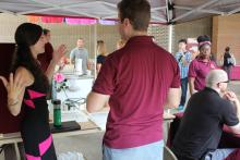 students browsing booths 